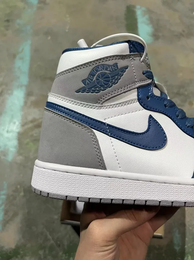 Air Jordan 1 High White Navy Gray Basketball Shoes 6