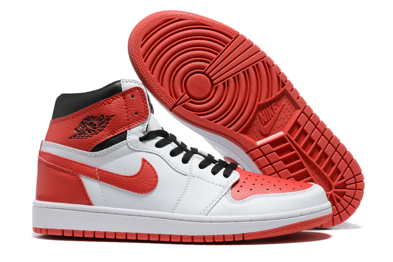 Air Jordan 1 High White Red Black Basketball Shoes 2