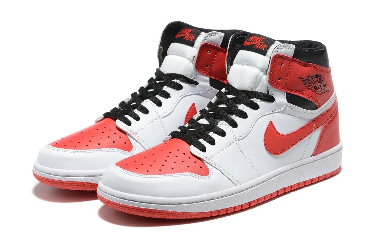 Air Jordan 1 High White Red Black Basketball Shoes 3