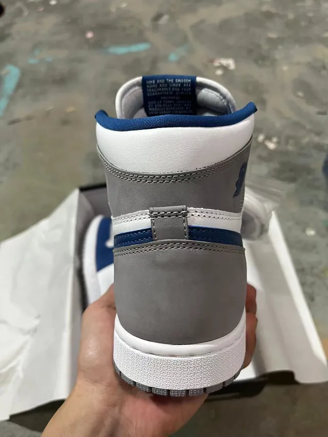 Air Jordan 1 High White Royal Blue Gray Basketball Shoes 6