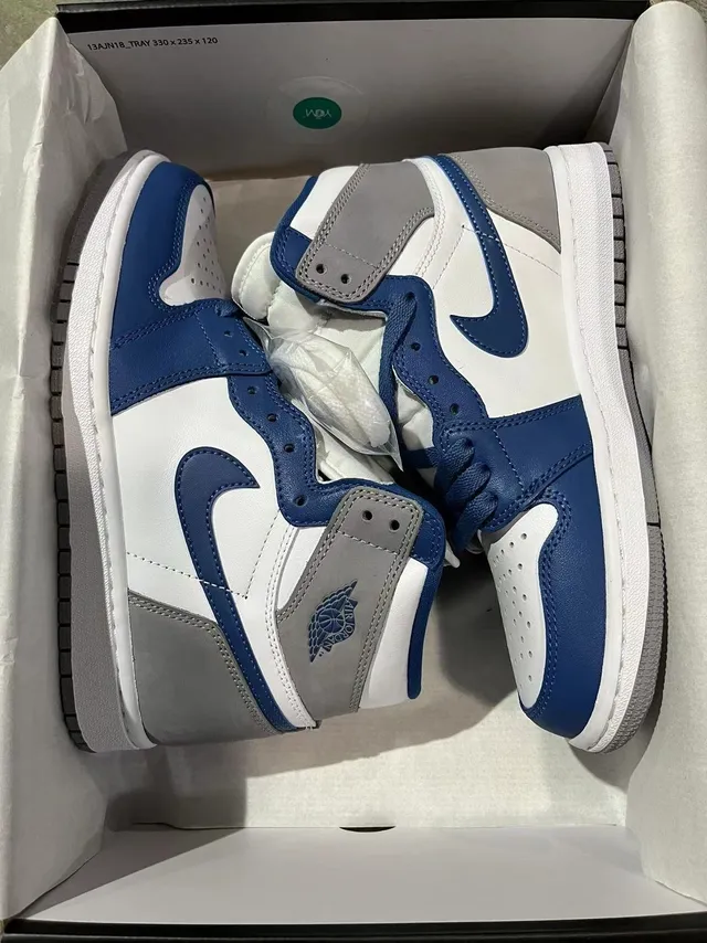 Air Jordan 1 High White Royal Blue Gray Basketball Shoes 7