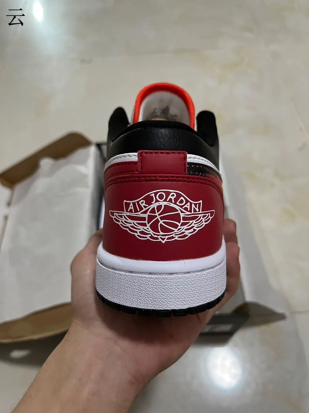 Air Jordan 1 Low Flame Graphic White Black Red Lifestyle Sneakers 6