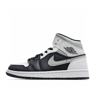 Air Jordan 1 Mid Preto Branco Cinza Tênis de Basquete