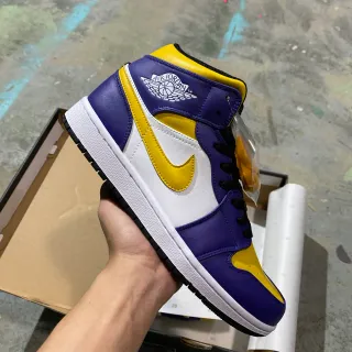 Air Jordan 1 Purple Yellow White Basketball Shoes