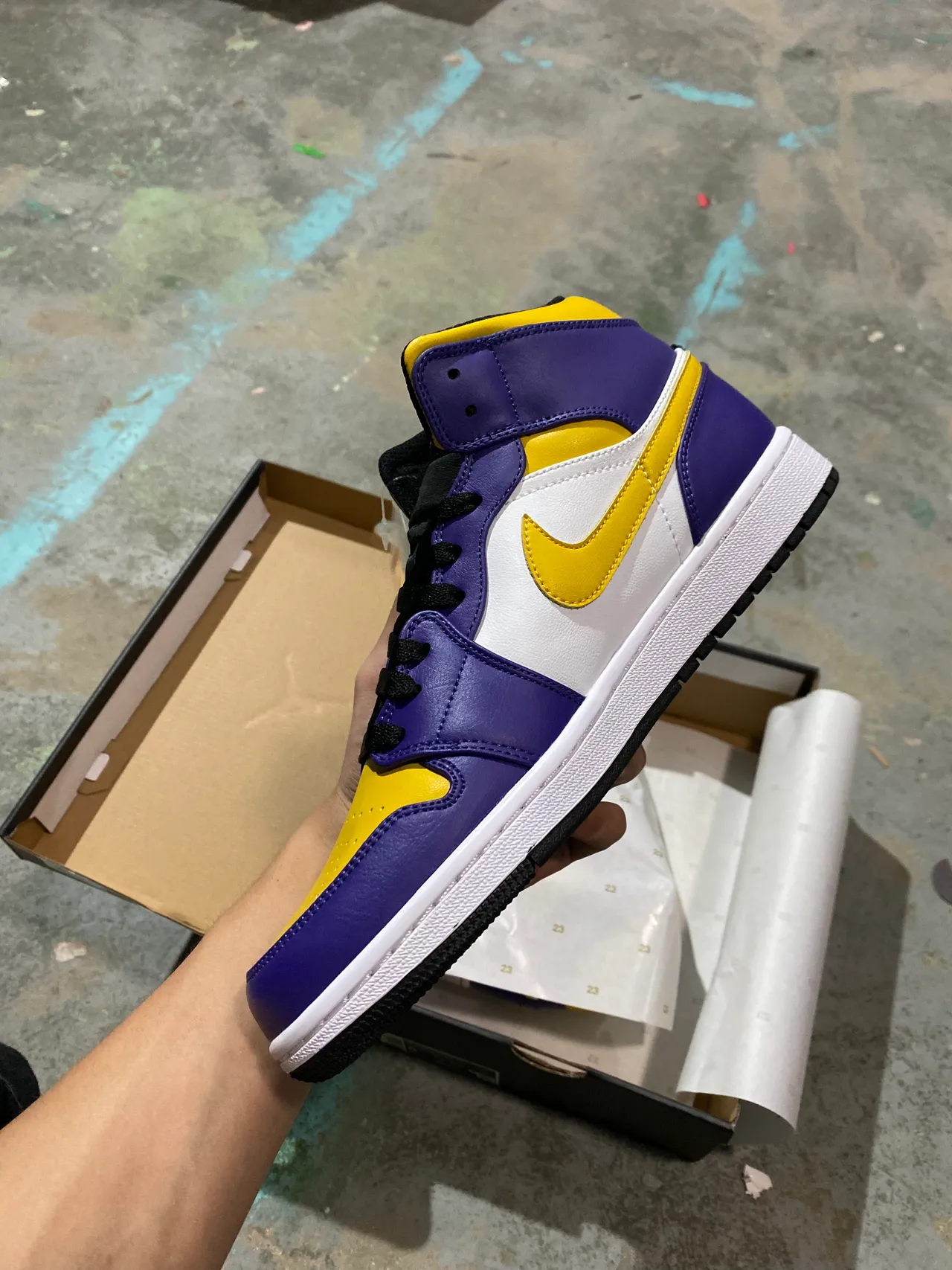 Air Jordan 1 Purple Yellow White Basketball Shoes 4