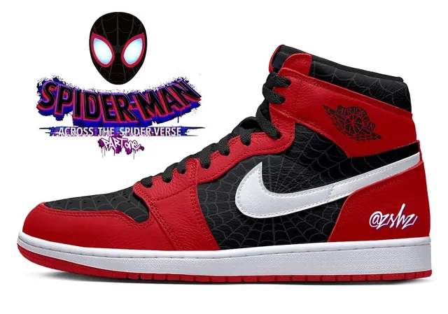 Air Jordan 1 Red Black High-Top Spiderweb-Patterned Overlays Basketball Shoes 2