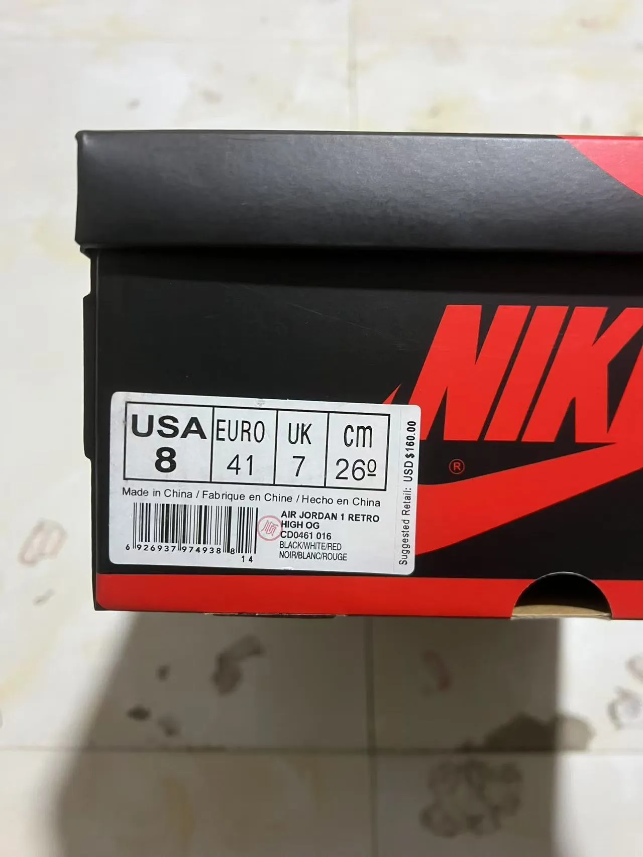 Air Jordan 1 White Red High-Top Leather Upper Basketball Shoes 10