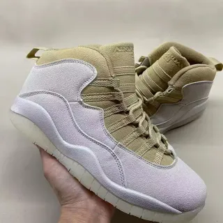 Air Jordan 10 Beige and Off-White Suede Basketball Shoes