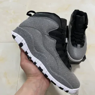 Air Jordan 10 Gray Speckled Glitter High-Top Basketball Shoes