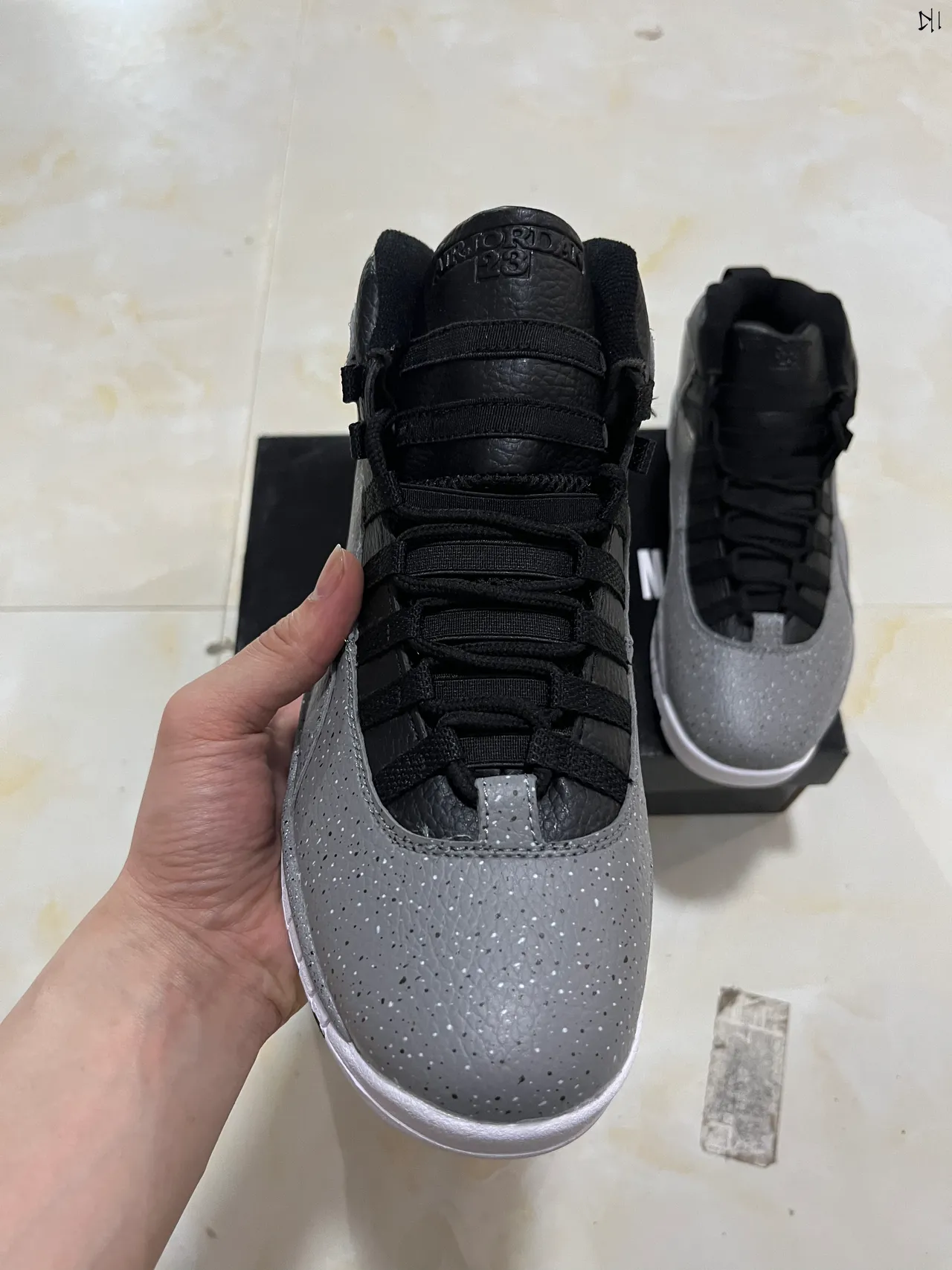 Air Jordan 10 Gray Speckled Glitter High-Top Basketball Shoes 13