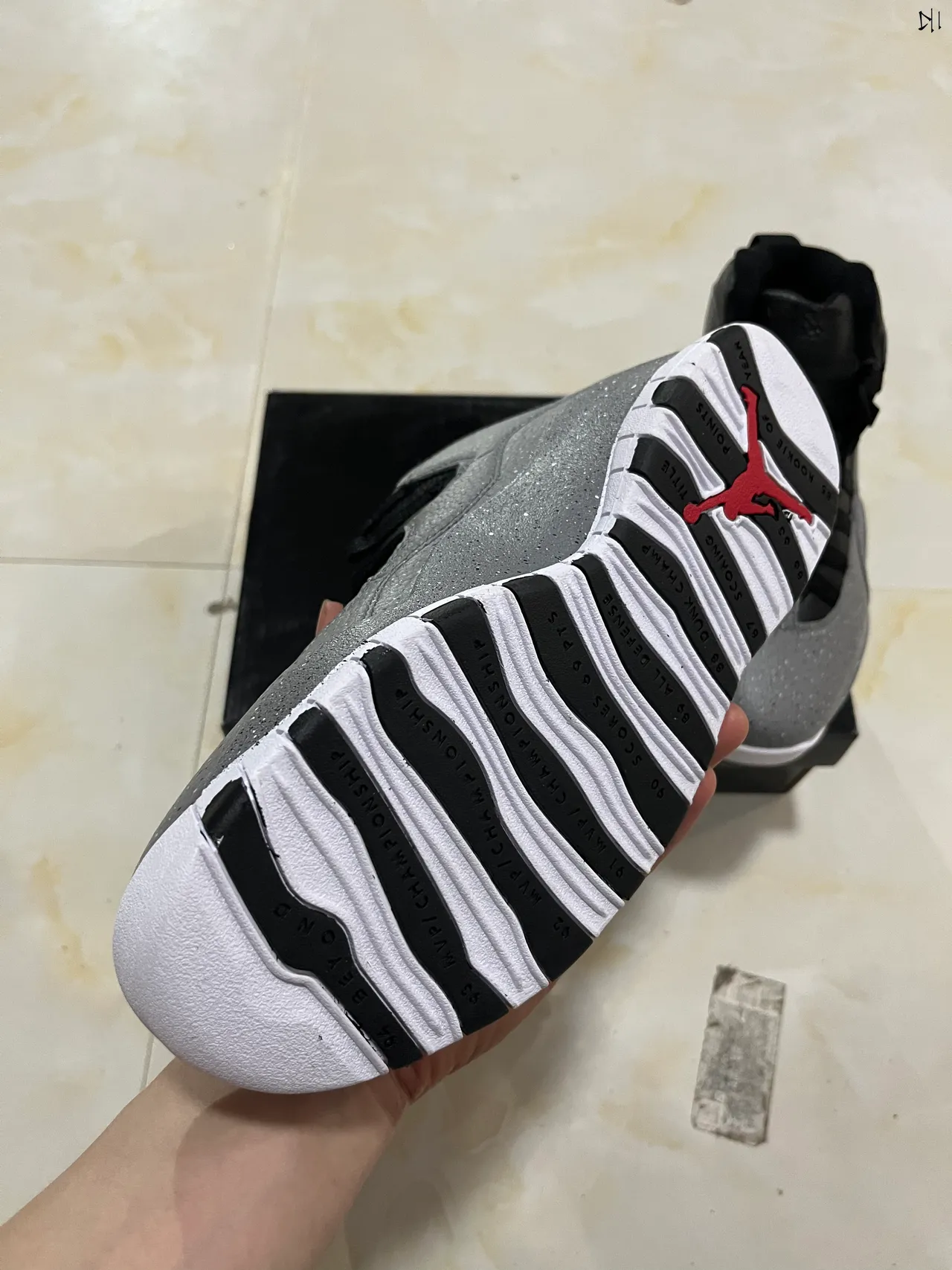 Air Jordan 10 Gray Speckled Glitter High-Top Basketball Shoes 15