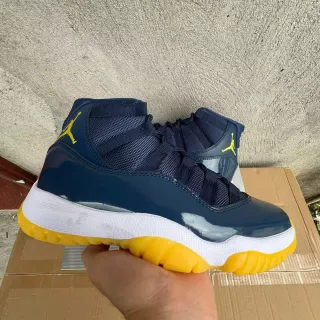 Air Jordan 11 Navy White Yellow Basketball Shoes