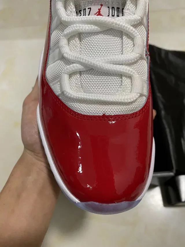 Air Jordan 11 Red White High-Top Patent Leather Mudguard Basketball Shoes 3