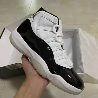 Air Jordan 11 White Black Gold Patent Leather Basketball Shoes