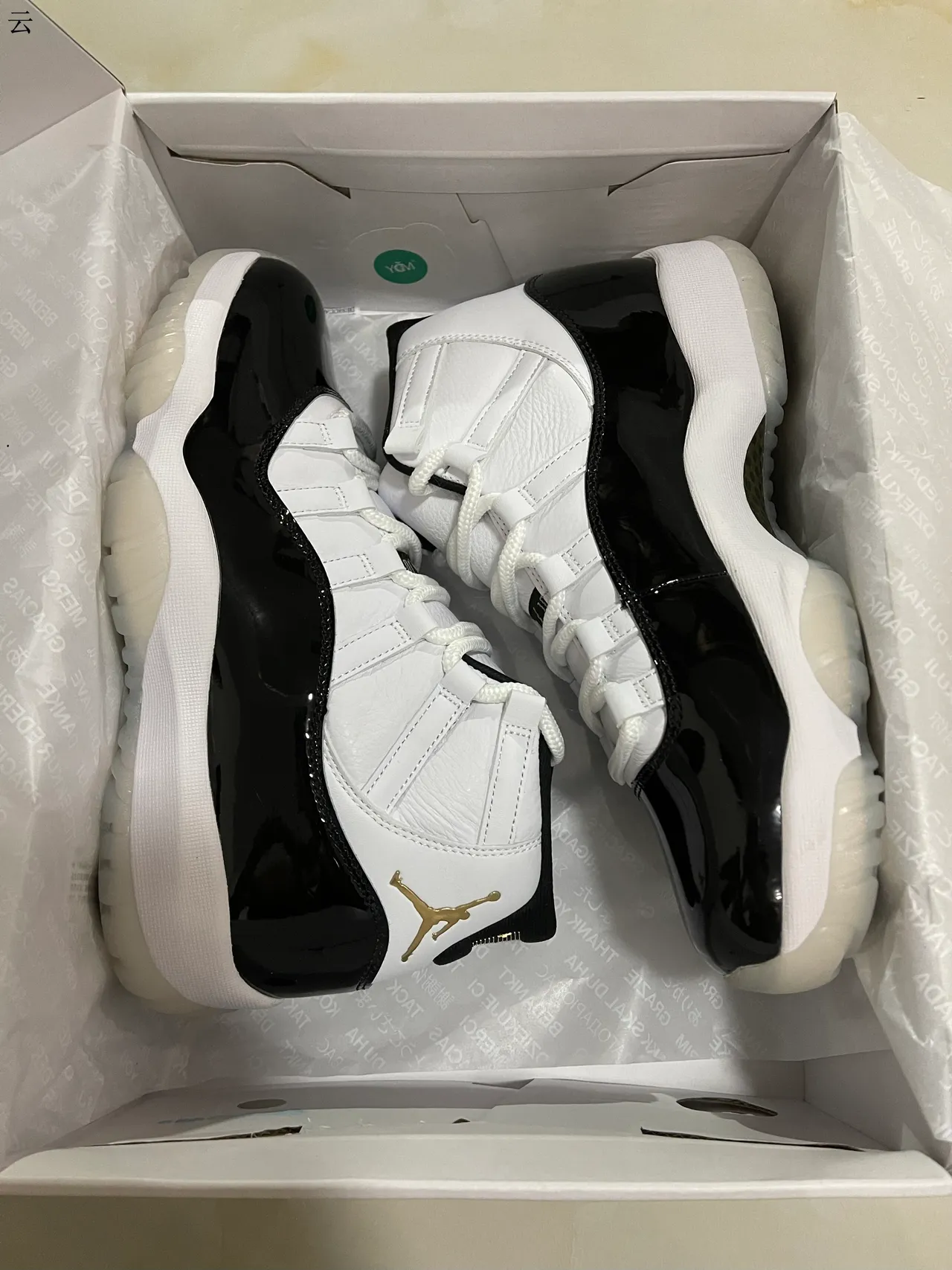 Air Jordan 11 White Black Gold Patent Leather Basketball Shoes 9
