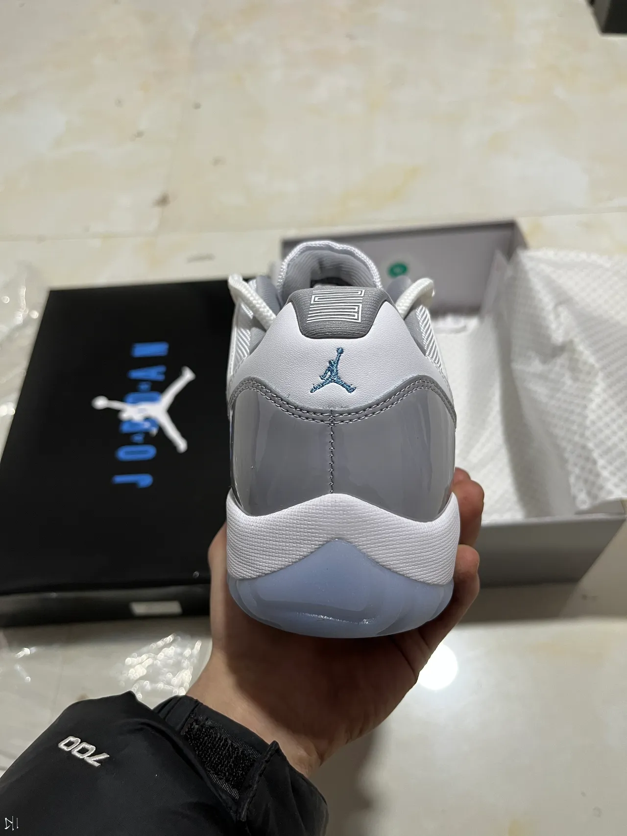 Air Jordan 11 White Gray Patent Leather Basketball Shoes 7
