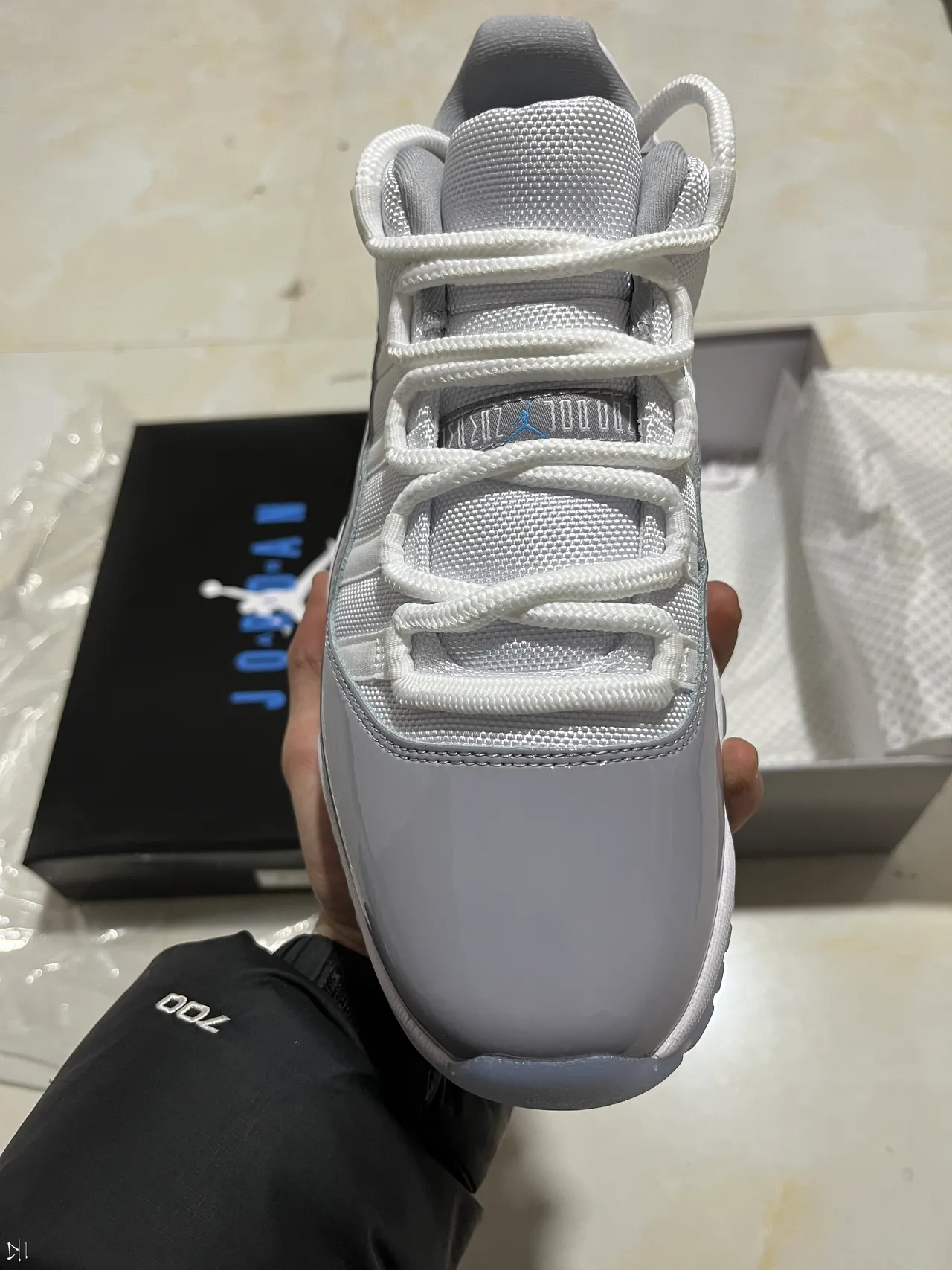 Air Jordan 11 White Gray Patent Leather Basketball Shoes 9