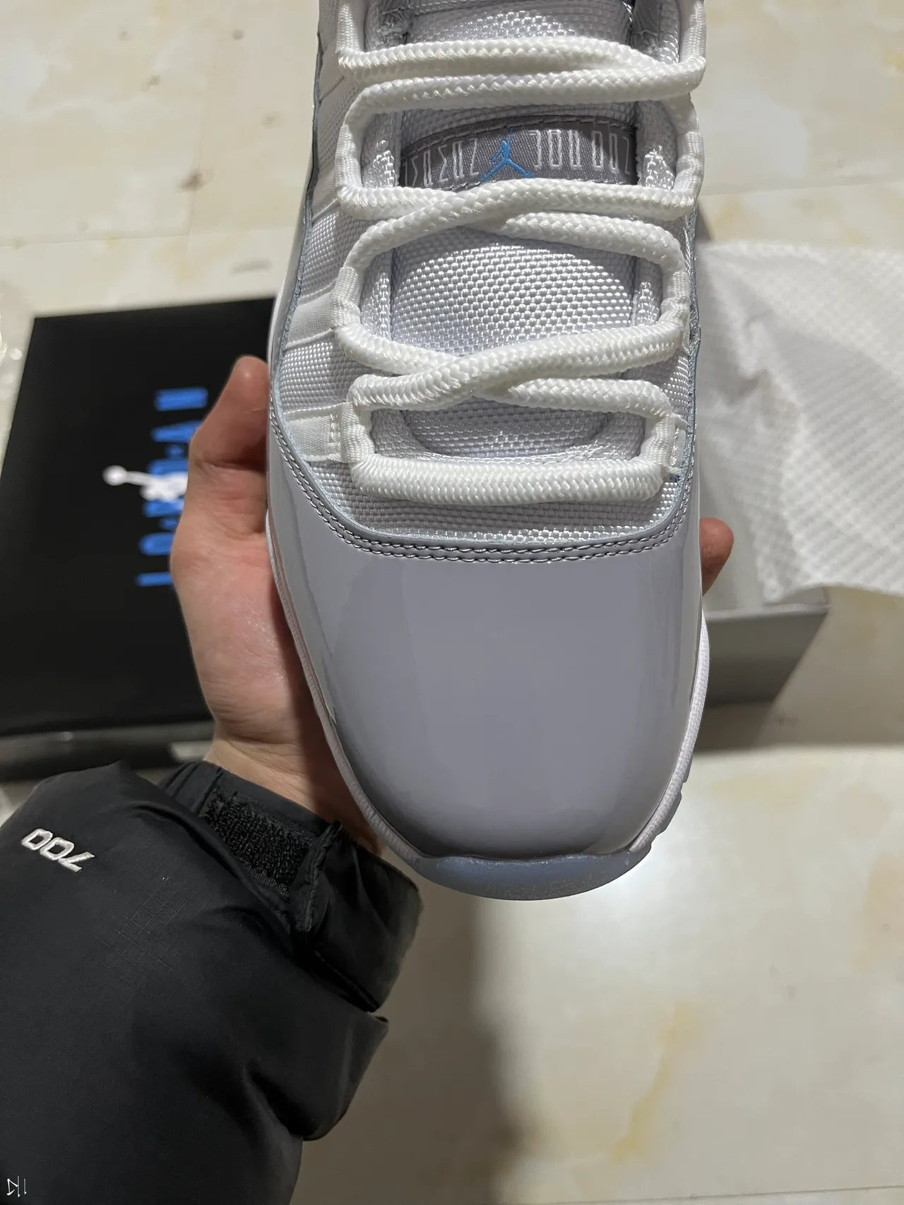 Air Jordan 11 White Gray Patent Leather Basketball Shoes 10