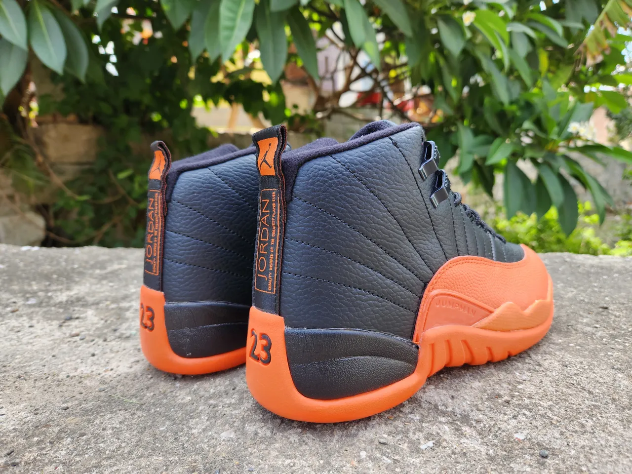 Air Jordan 12 Black Orange Basketball Shoes 5