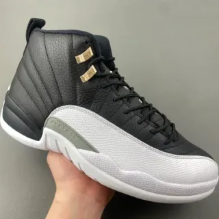 Air Jordan 12 Black White Gray-Green Basketball Shoes