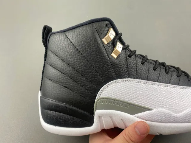 Air Jordan 12 chaussures de basket-ball noir blanc gris-vert 3