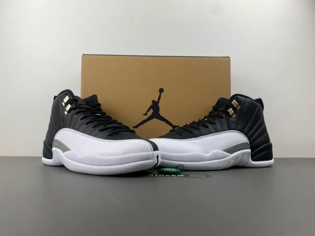 Air Jordan 12 chaussures de basket-ball noir blanc gris-vert 14