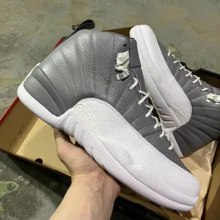 Air Jordan 12 Gray and White Basketball Shoes