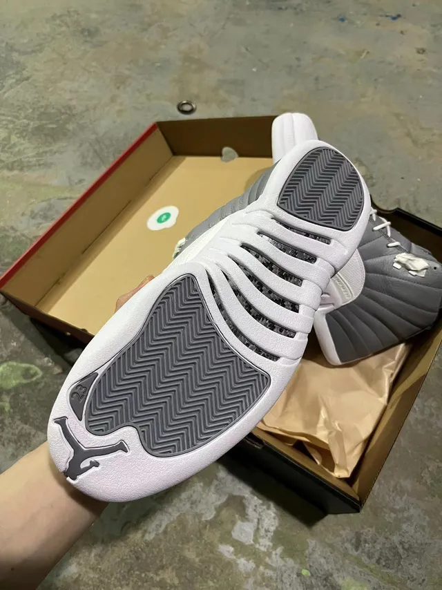 Air Jordan 12 Gray and White Basketball Shoes 5