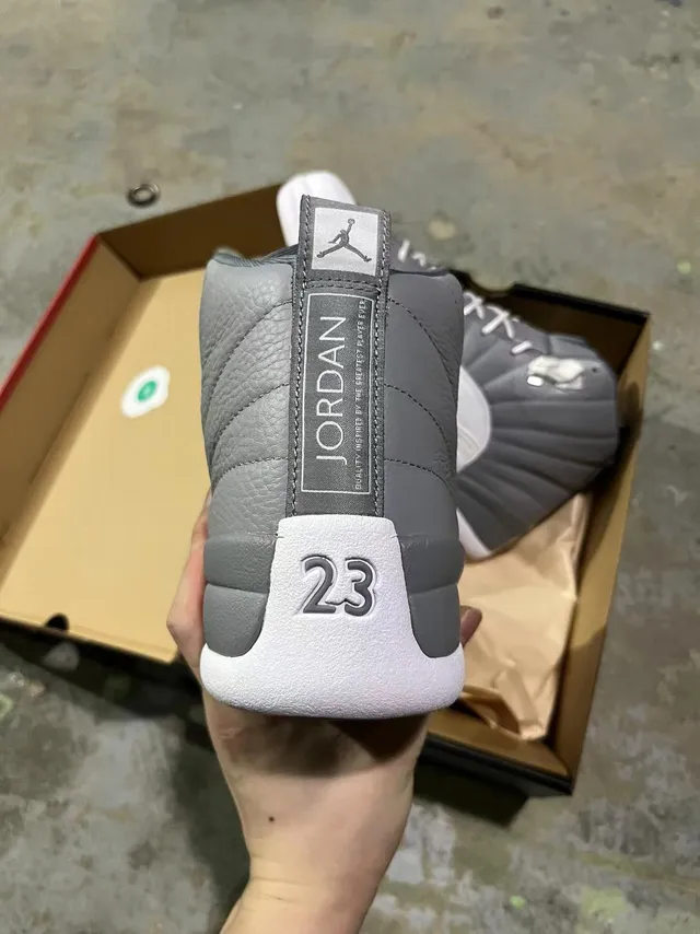 Air Jordan 12 Gray and White Basketball Shoes 6