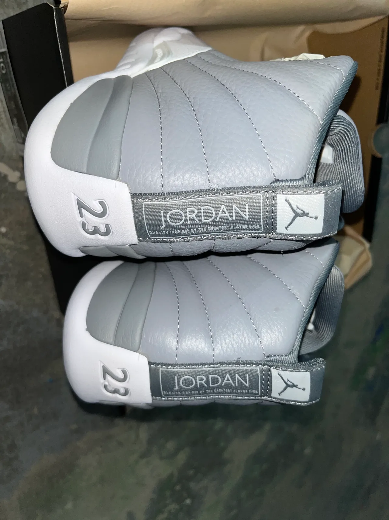 Air Jordan 12 Gray and White Basketball Shoes 7