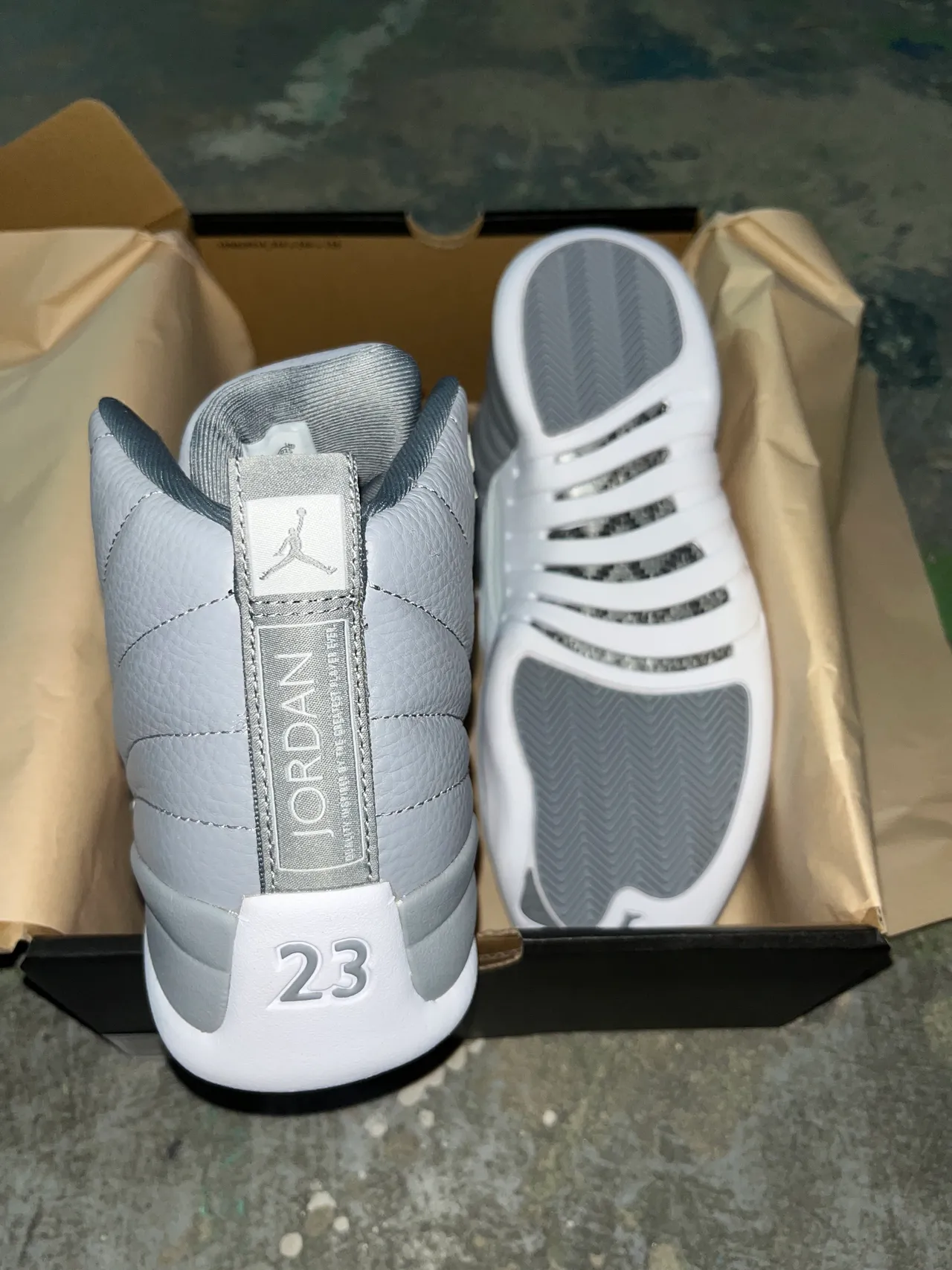Air Jordan 12 Gray and White Basketball Shoes 8
