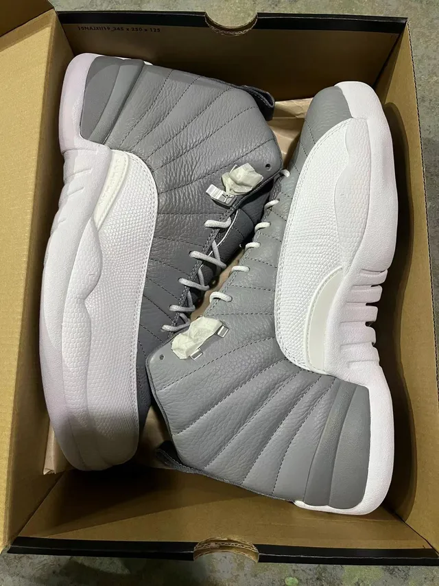 Air Jordan 12 Gray and White Basketball Shoes 9