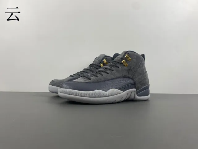 Air Jordan 12 Gray Suede and Patent Leather Basketball Shoes 2