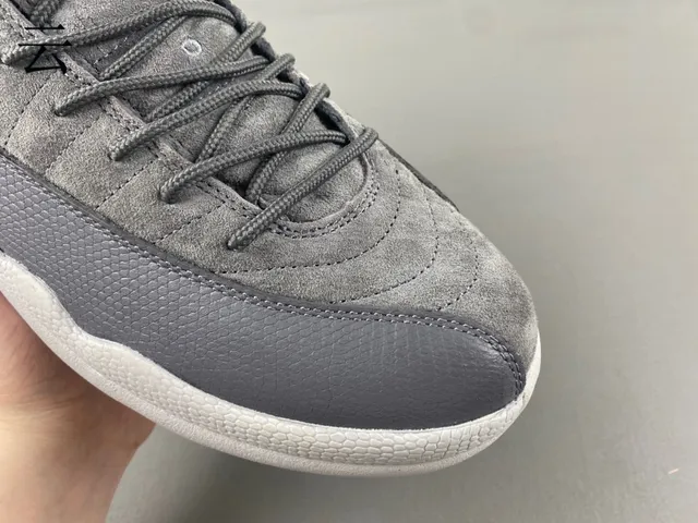 Air Jordan 12 Gray Suede and Patent Leather Basketball Shoes 18