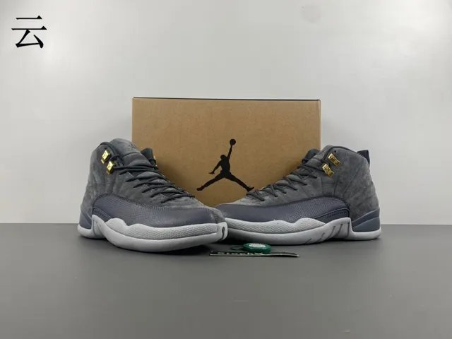 Air Jordan 12 Gray Suede and Patent Leather Basketball Shoes 13