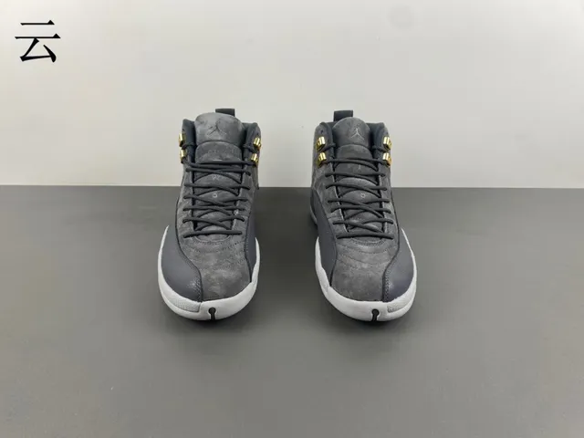 Air Jordan 12 Gray Suede and Patent Leather Basketball Shoes 14