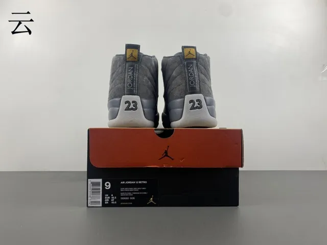 Air Jordan 12 Gray Suede and Patent Leather Basketball Shoes 15