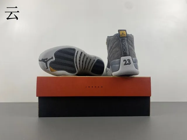 Air Jordan 12 Gray Suede and Patent Leather Basketball Shoes 17