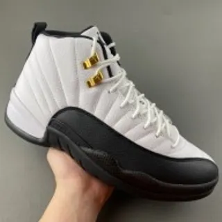 Air Jordan 12 Branco Preto Dourado Lace Lock Tênis de Basquete