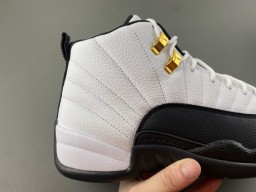 Air Jordan 12 Branco Preto Dourado Lace Lock Tênis de Basquete 3
