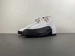 Air Jordan 12 Branco Preto Dourado Lace Lock Tênis de Basquete 11