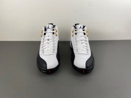 Air Jordan 12 Branco Preto Dourado Lace Lock Tênis de Basquete 12