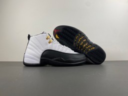 Air Jordan 12 Branco Preto Dourado Lace Lock Tênis de Basquete 13