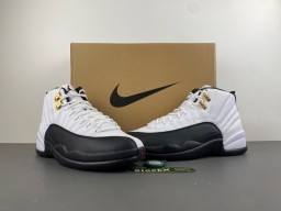 Air Jordan 12 Branco Preto Dourado Lace Lock Tênis de Basquete 14