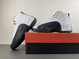 Air Jordan 12 Branco Preto Dourado Lace Lock Tênis de Basquete 15