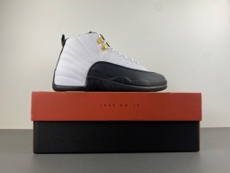 Air Jordan 12 Branco Preto Dourado Lace Lock Tênis de Basquete 16