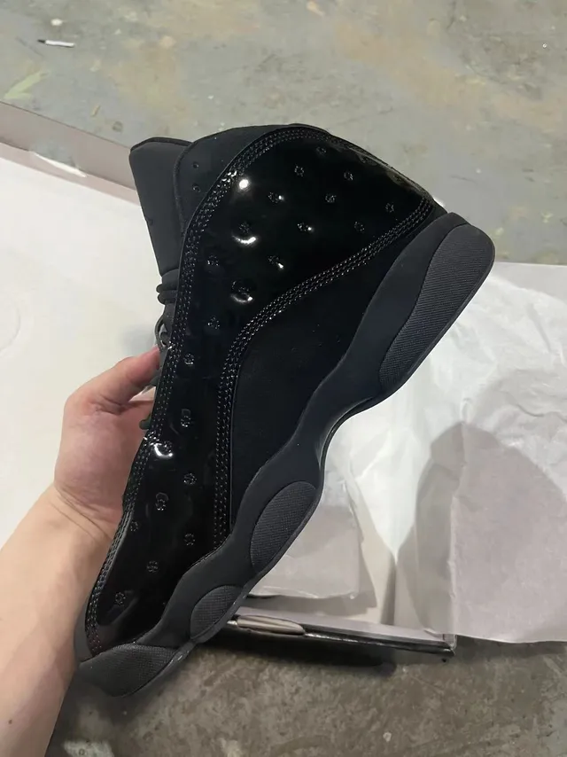 Air Jordan 13 Black Glossy Patent Elephant Print Basketball Shoes 3