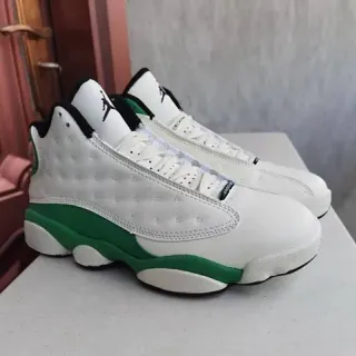 Air Jordan 13 White Green Quilted Leather Upper Panther Paw Outsole Basketball Shoes