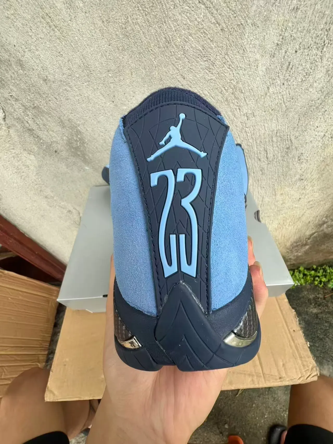 Air Jordan 14 UNC حذاء كرة السلة أزرق فاتح سويد بدون أربطة 8