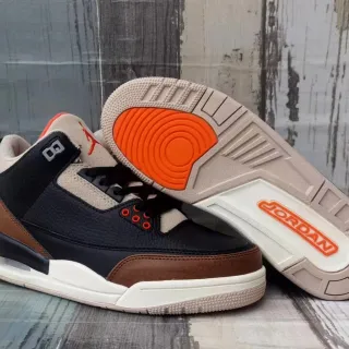 Air Jordan 3 黑色棕色橙色篮球鞋